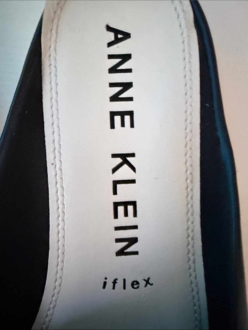 Anne Klein Black Leather Mule Loafers with Silver Buckle - Picture 5 of 10